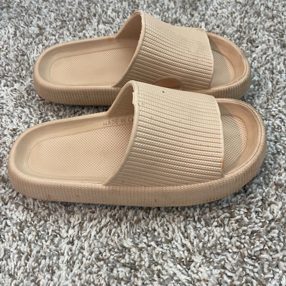 Beige Cloud Slide Sandals